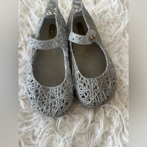 Mini Melissa and Campana Silver sparkle ballet flat